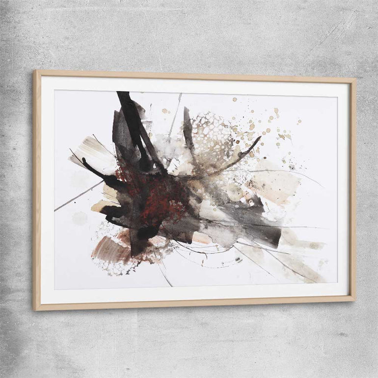 Energy Burst raw oak glass front frame - part of our high quality canvas abstract wall art collection