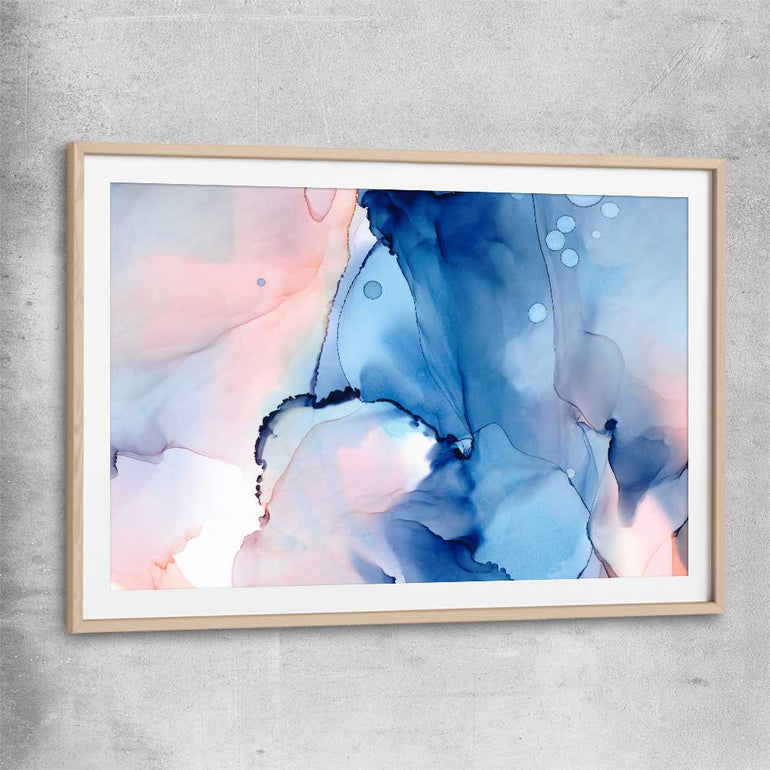 Ethereal Smoke raw oak glass front frame - part of our high quality canvas abstract wall art collection