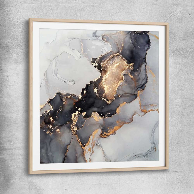 Golden Tones raw oak glass front frame - part of our high quality canvas abstract wall art collection