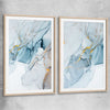 Golden Veins Pair raw oak glass front frame - part of our high quality canvas abstract wall art collection