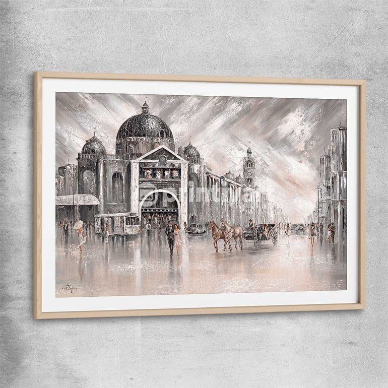 Iconic, Vintage Flinders raw oak glass front frame - part of our high quality canvas abstract wall art collection