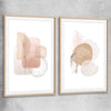 Light Geometric Pair raw oak glass front frame - part of our high quality canvas abstract wall art collection
