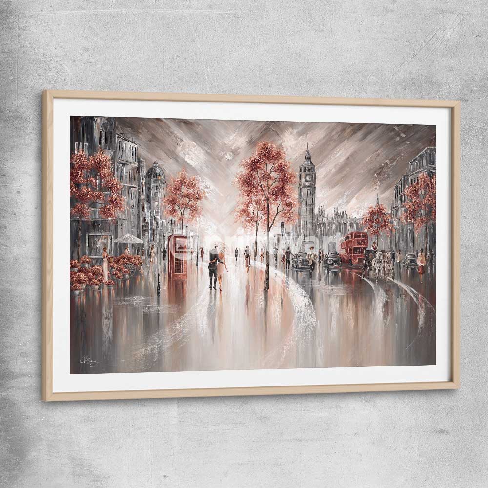 London Luxe raw oak glass front frame - part of our high quality canvas abstract wall art collection