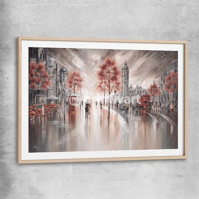 London Luxe raw oak glass front frame - part of our high quality canvas abstract wall art collection