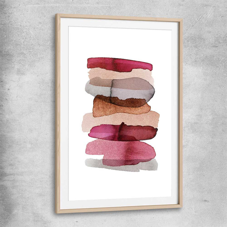 Maroon Tones Two raw oak glass front frame - part of our high quality canvas abstract wall art collection