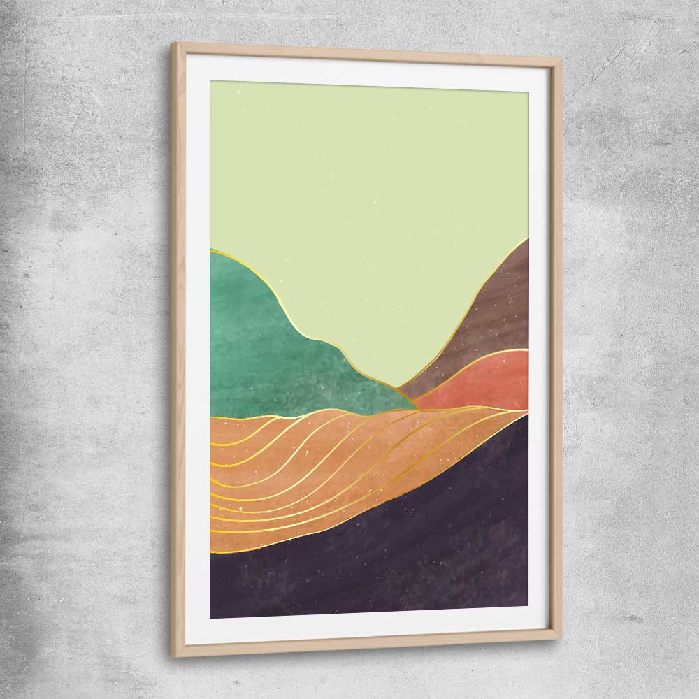 Nature Waves One raw oak glass front frame - part of our high quality canvas abstract wall art collection