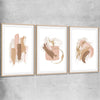 Neutral Strokes Set raw oak glass front frame - part of our high quality canvas abstract wall art collection