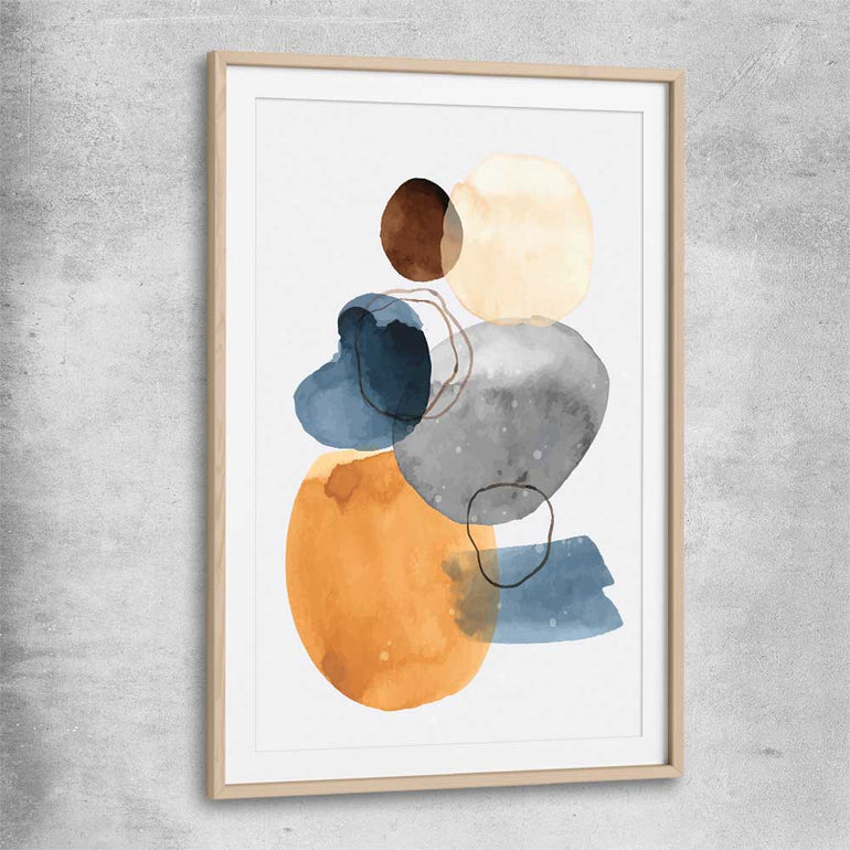Ocean Tones Two raw oak glass front frame - part of our high quality canvas abstract wall art collection