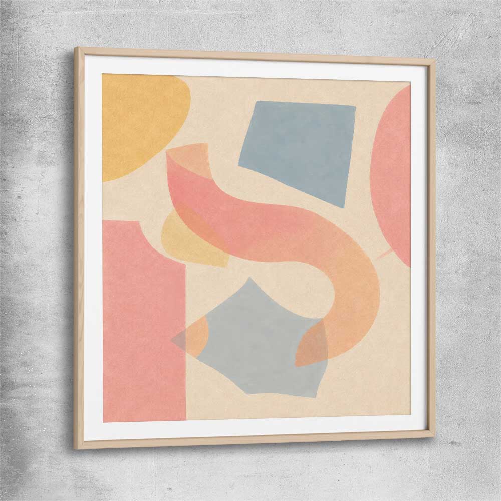 Paper and Pastel raw oak glass front frame - part of our high quality canvas abstract wall art collection