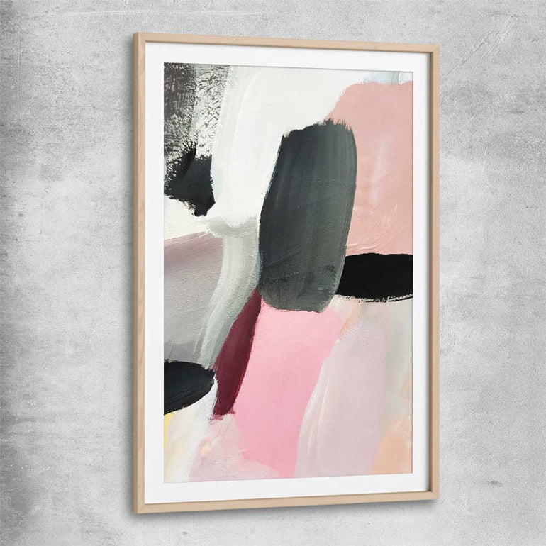 Pastel Strokes raw oak glass front frame - part of our high quality canvas abstract wall art collection