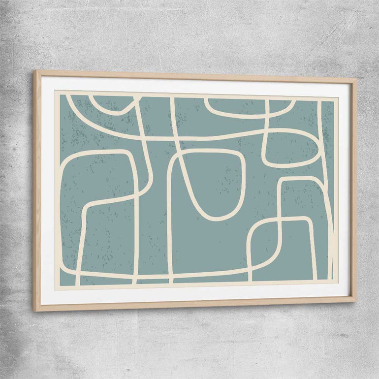 Path of Life raw oak glass front frame - part of our high quality canvas abstract wall art collection