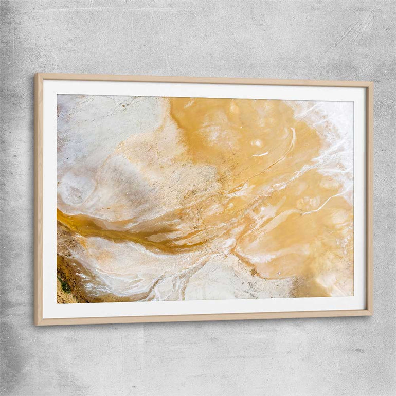 Salt Lake Aerial raw oak glass front frame - part of our high quality canvas abstract wall art collection