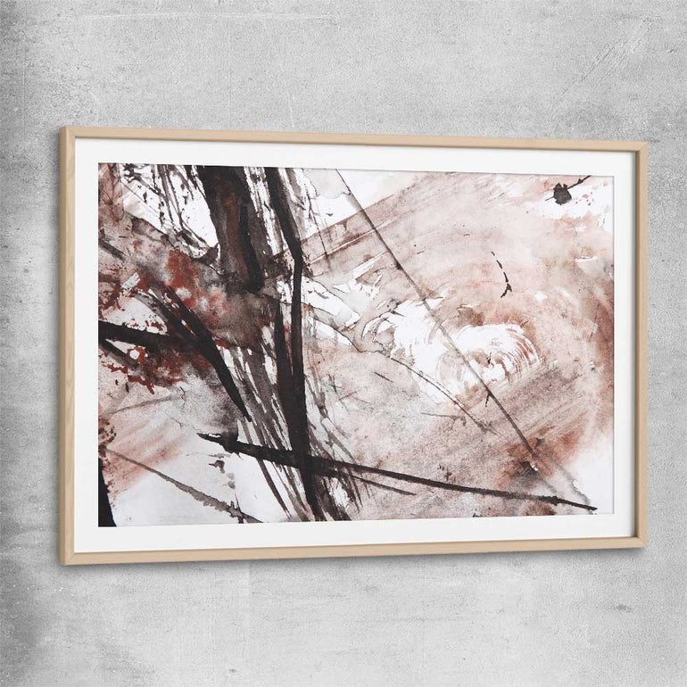 Sharp Strokes raw oak glass front frame - part of our high quality canvas abstract wall art collection