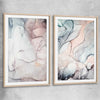 Subtle Pink Pair raw oak glass front frame - part of our high quality canvas abstract wall art collection