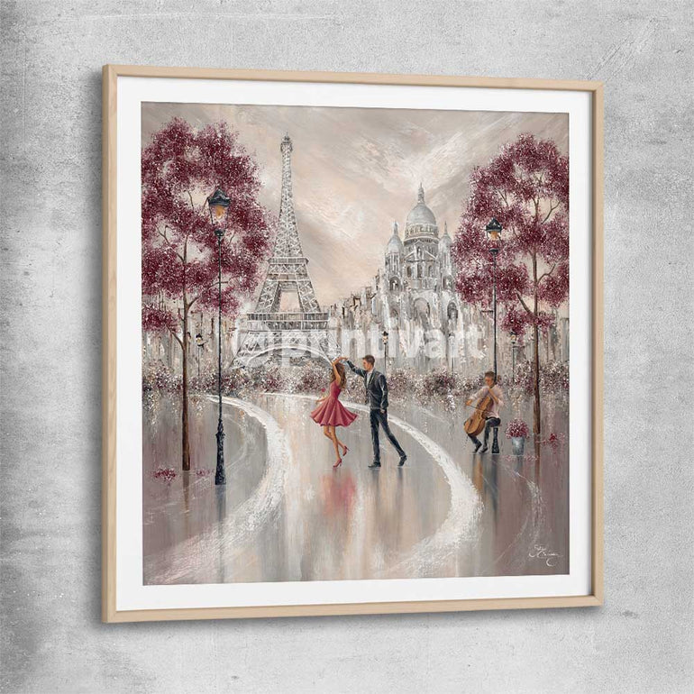 Twirl, Paris Dance raw oak glass front frame - part of our high quality canvas abstract wall art collection