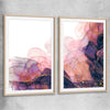 Violet Haze Pair raw oak glass front frame - part of our high quality canvas abstract wall art collection