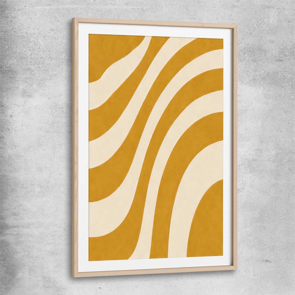 Wave Length raw oak glass front frame - part of our high quality canvas abstract wall art collection