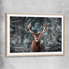 Animal wall art and canvas prints of Highland Stag Portrait with raw oak glass front frame