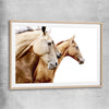 Animal wall art and canvas prints of Purebred Horse Pair with raw oak glass front frame