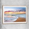 Beach and coastal wall art print of Pastel Ocean Horizon with raw oak glass front frame