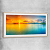 Beach and coastal wall art print of Beautiful Sunset with raw oak glass front frame