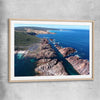 Beach and coastal wall art print of Canal Rocks Two with raw oak glass front frame