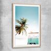 Beach and coastal wall art print of Combi Van Beach with raw oak glass front frame