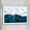 Beach and coastal wall art print of Refreshing Waves with raw oak glass front frame