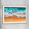 Beach and coastal wall art print of Sandy Waves with raw oak glass front frame