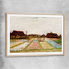 Classic wall art and canvas print of Bulb Fields Van Gogh with raw oak glass front frame
