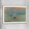 Classic wall art and canvas print of Sunrise Claude Monet with raw oak glass front frame