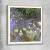 Classic wall art and canvas print of Water Lilies Claude Monet with raw oak glass front frame