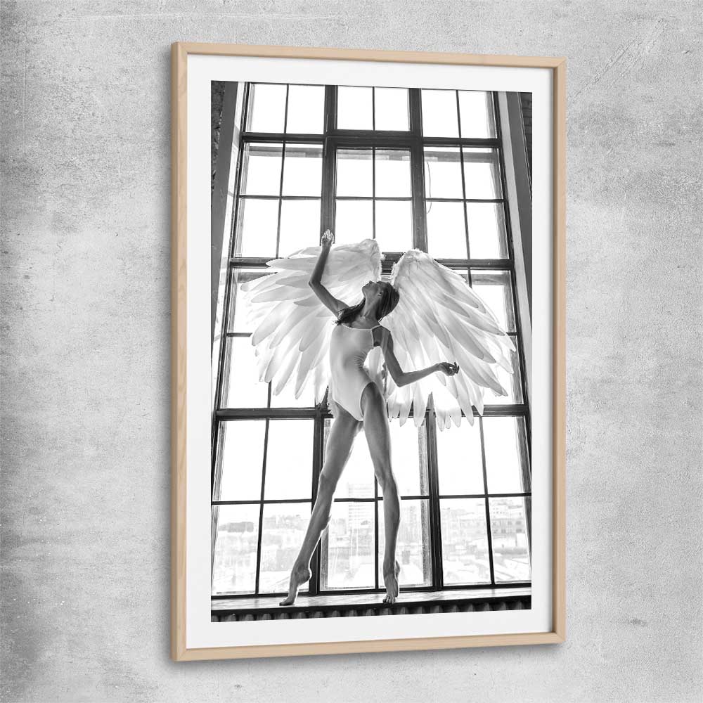 Angel Love Two raw oak glass front frame - part of our high quality fashion canvas wall art and prints collection