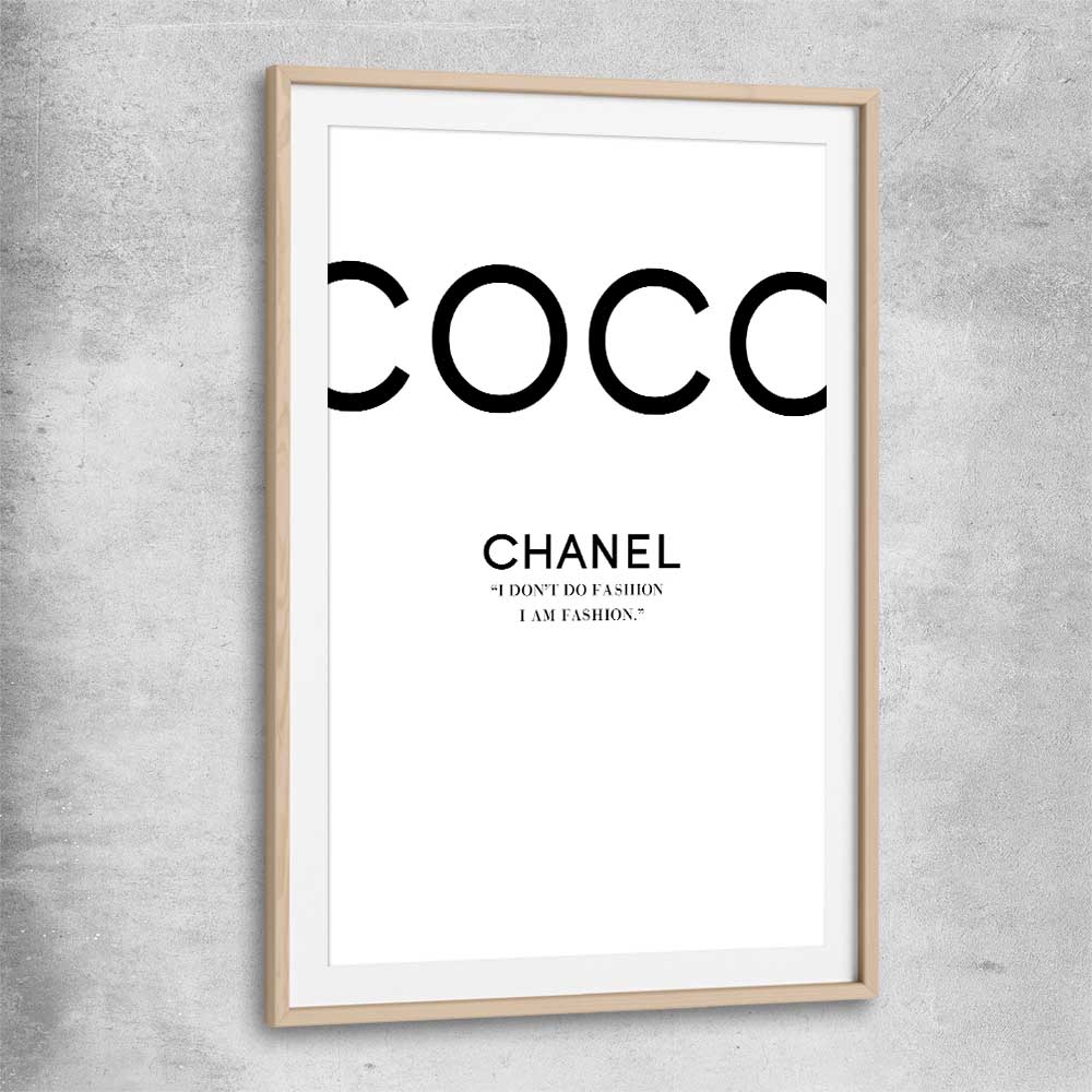 Coco Fashion White raw oak glass front frame - part of our high quality fashion canvas wall art and prints collection