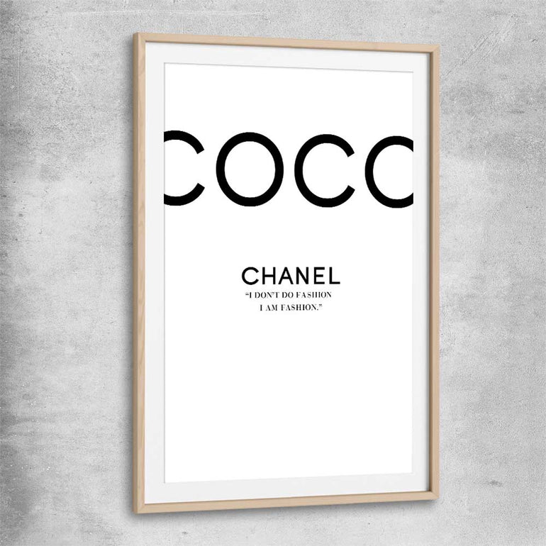 Coco Fashion White raw oak glass front frame - part of our high quality fashion canvas wall art and prints collection