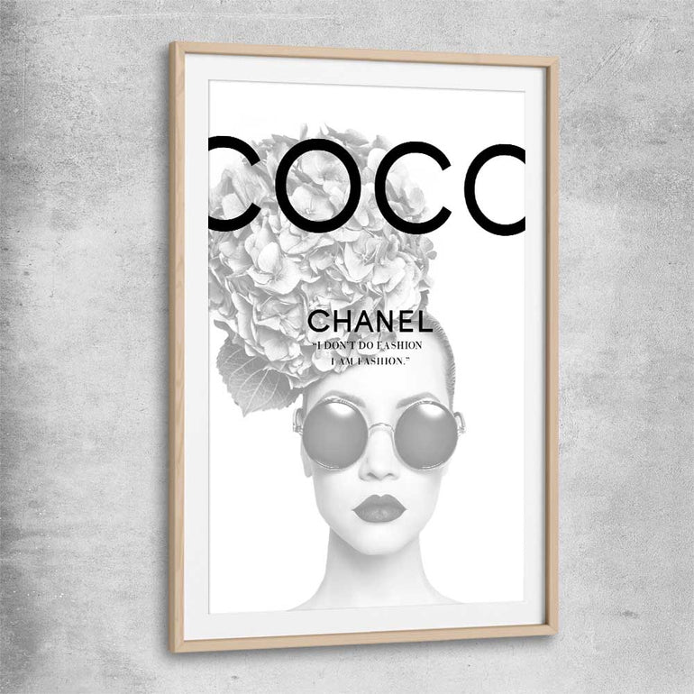 Coco Hydrangea raw oak glass front frame - part of our high quality fashion canvas wall art and prints collection