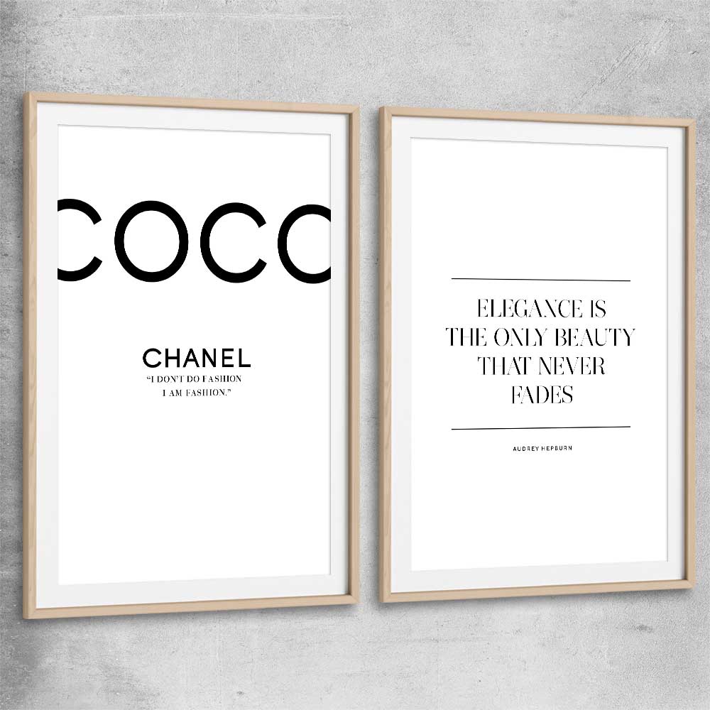 Elegance Beauty Pair raw oak glass front frame - part of our high quality fashion canvas wall art and prints collection