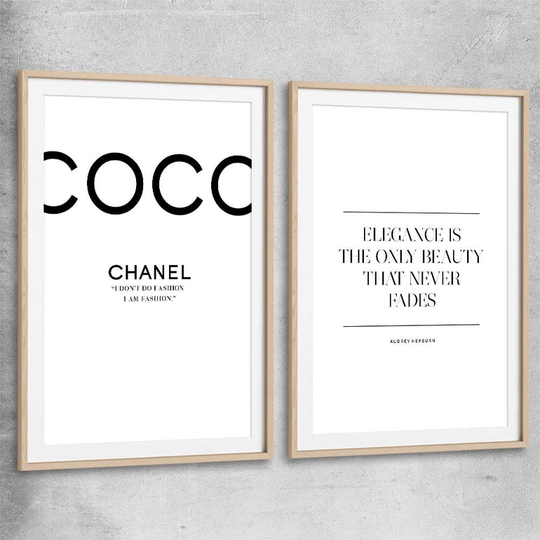 Elegance Beauty Pair raw oak glass front frame - part of our high quality fashion canvas wall art and prints collection
