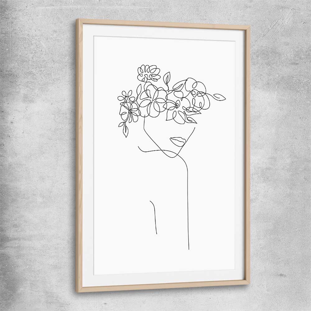 Floral Beauty One raw oak glass front frame - part of our high quality fashion canvas wall art and prints collection