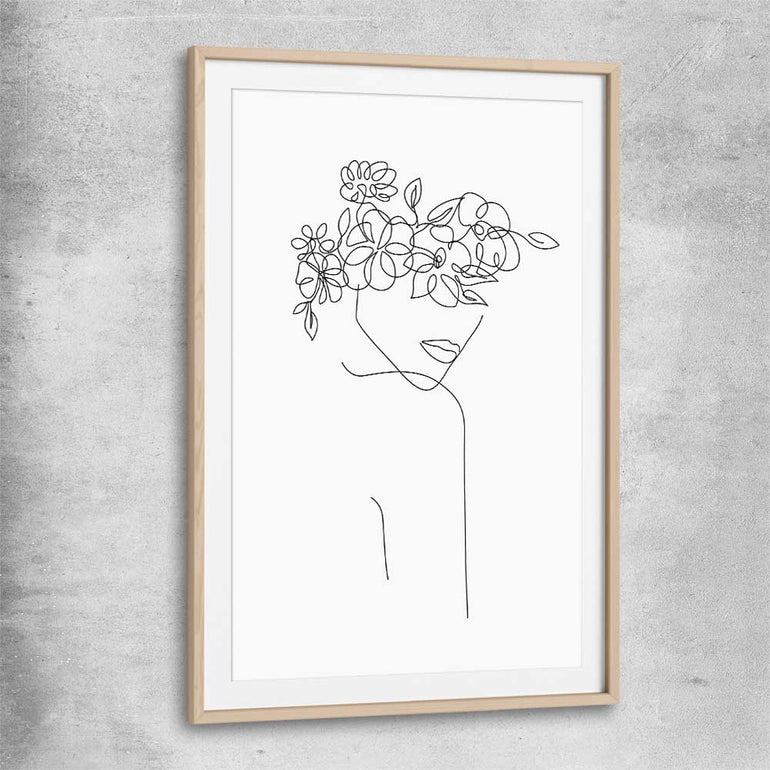 Floral Beauty One raw oak glass front frame - part of our high quality fashion canvas wall art and prints collection