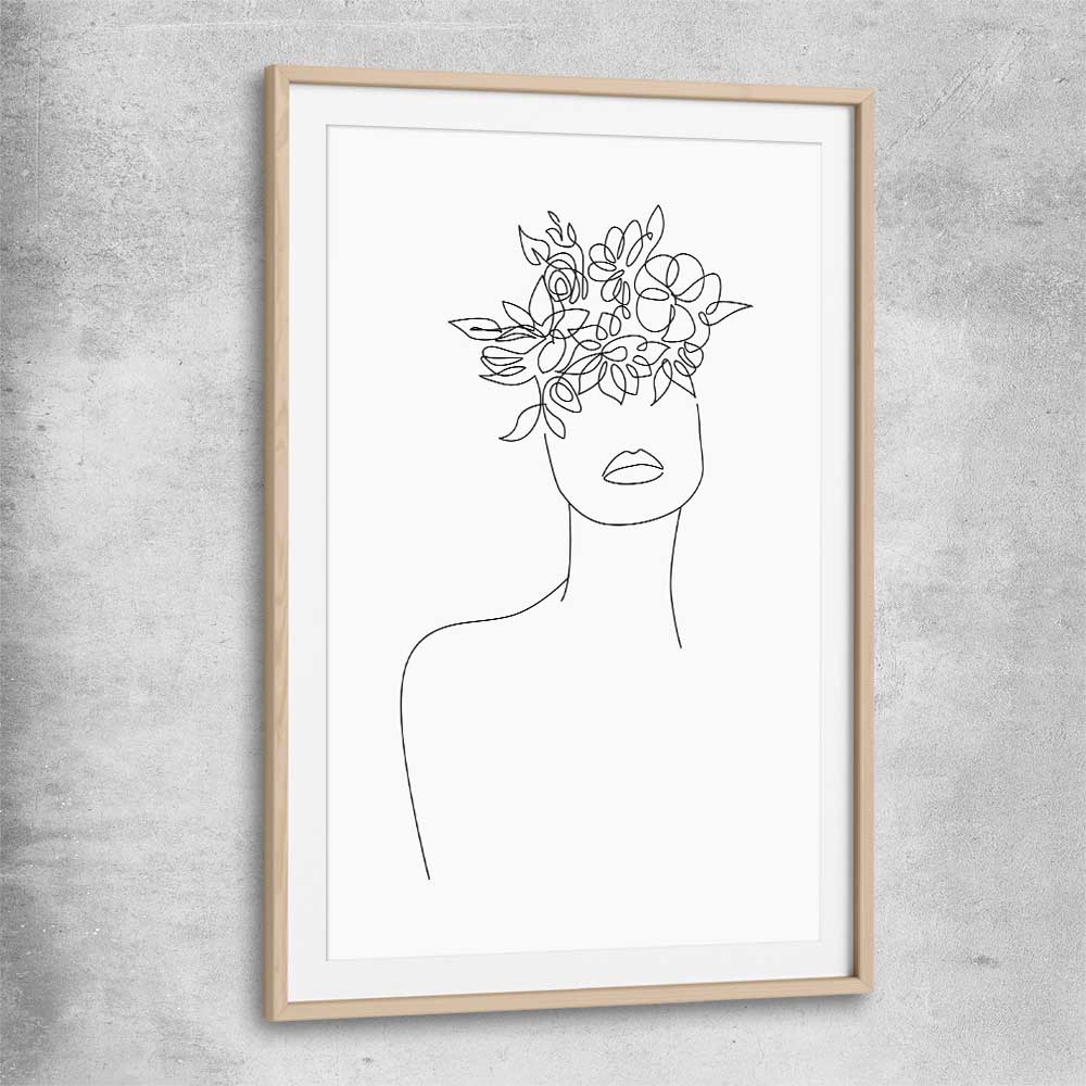 Floral Beauty Two raw oak glass front frame - part of our high quality fashion canvas wall art and prints collection