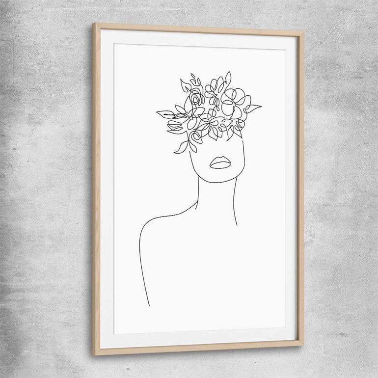 Floral Beauty Two raw oak glass front frame - part of our high quality fashion canvas wall art and prints collection
