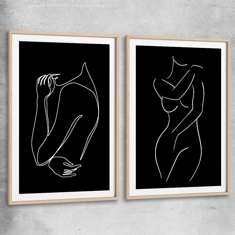 Gentle Hold Pair raw oak glass front frame - part of our high quality fashion canvas wall art and prints collection