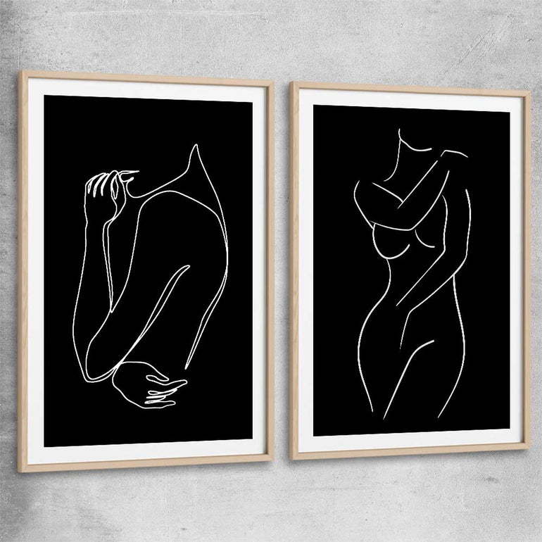 Gentle Hold Pair raw oak glass front frame - part of our high quality fashion canvas wall art and prints collection