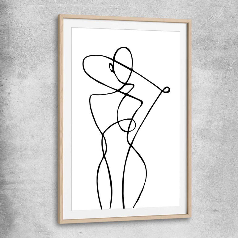 Minimalist Pose raw oak glass front frame - part of our high quality fashion canvas wall art and prints collection