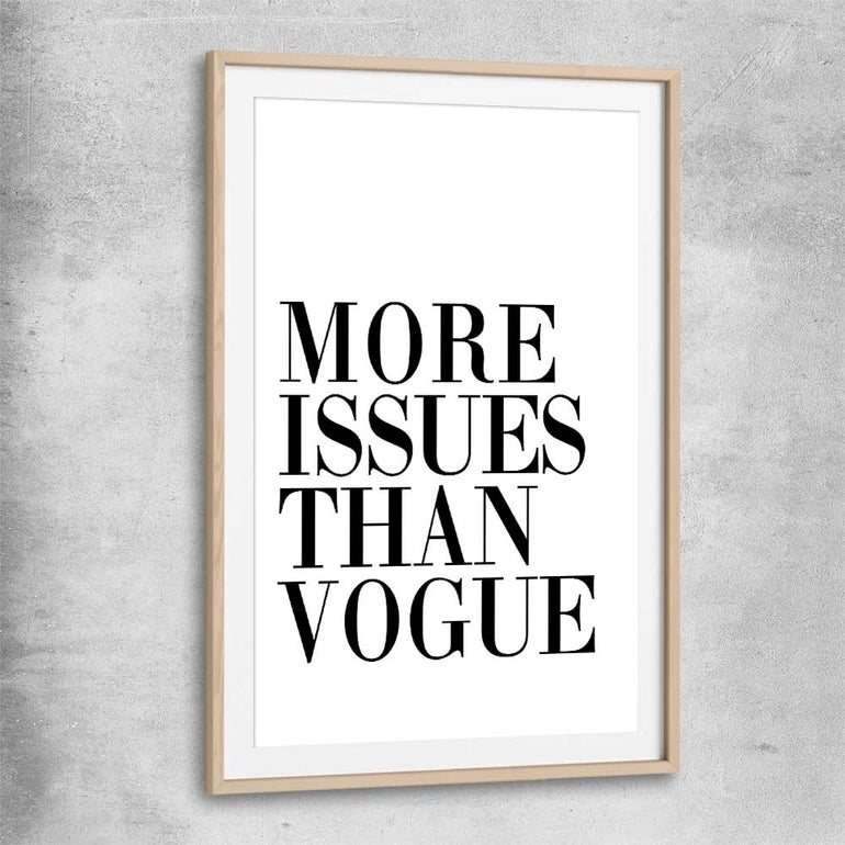 More Issues raw oak glass front frame - part of our high quality fashion canvas wall art and prints collection