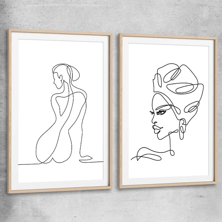 Pondering Thoughts Pair raw oak glass front frame - part of our high quality fashion canvas wall art and prints collection