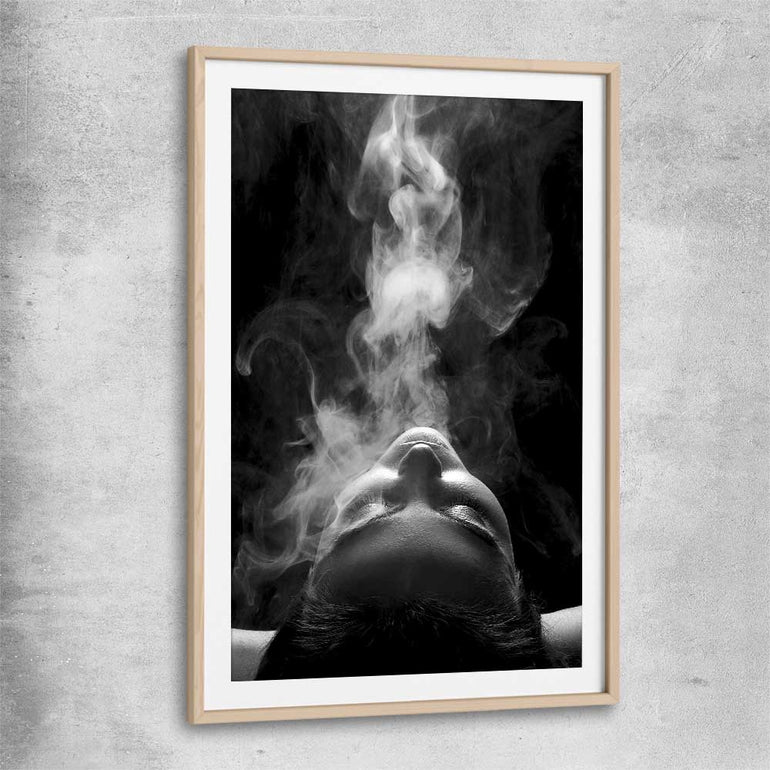 Smoke Haze raw oak glass front frame - part of our high quality fashion canvas wall art and prints collection