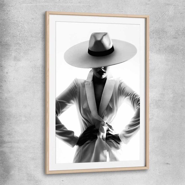 White Hat Gaze raw oak glass front frame - part of our high quality fashion canvas wall art and prints collection
