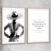 White Hat Gaze Pair raw oak glass front frame - part of our high quality fashion canvas wall art and prints collection